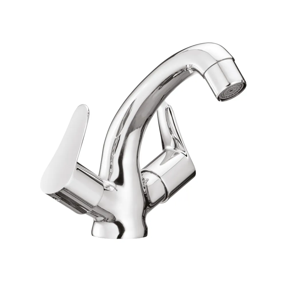 CENTER HOLE BASIN MIXER W/O POPUP WASTE SYSTEM WITH 460 MM LONG BRAIDED HOSES